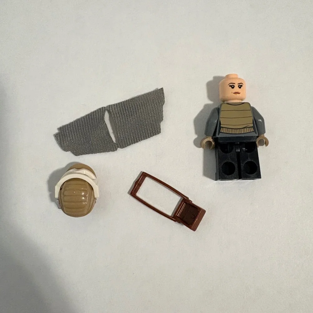 LEGO Minifigure sw0791 Star Wars Jyn Erso Rogue One Gray Poncho Satchel Helmet